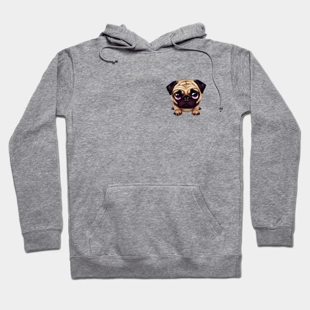 Small Version - Charming Pug Portrait Hoodie by Art By Mojo